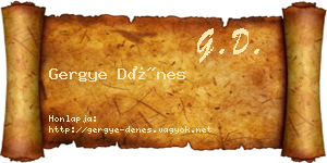 Gergye Dénes névjegykártya